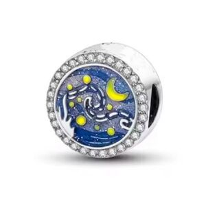 NWOT Starry Night Sky Bead Charm Sterling Silver 925